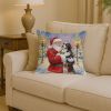 Bernedoodle with Santa Claus Throw Pillow Decorative Indoor Outdoor Accent Cushion for Couch, Bed or Patio, 14Hx14W