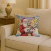 Cairn Terrier with Santa Claus Throw Pillow Decorative Indoor Outdoor Accent Cushion for Couch, Bed or Patio, 18Hx18W