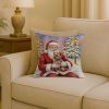Yorkshire Terrier with Santa Claus Throw Pillow Decorative Indoor Outdoor Accent Cushion for Couch, Bed or Patio, 18Hx18W