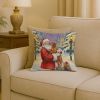 Vizsla with Santa Claus Throw Pillow Decorative Indoor Outdoor Accent Cushion for Couch, Bed or Patio, 18Hx18W