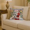 Old English Sheepdog with Santa Claus Throw Pillow Decorative Indoor Outdoor Accent Cushion for Couch, Bed or Patio, 14Hx14W