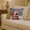 Black Pug with Santa Claus Throw Pillow Decorative Indoor Outdoor Accent Cushion for Couch, Bed or Patio, 14Hx14W