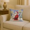 Maltese with Santa Claus Throw Pillow Decorative Indoor Outdoor Accent Cushion for Couch, Bed or Patio, 18Hx18W