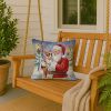 Red Boston Terrier with Santa Claus Throw Pillow Decorative Indoor Outdoor Accent Cushion for Couch, Bed or Patio, 18Hx18W
