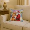 Chow Chow with Santa Claus Throw Pillow Decorative Indoor Outdoor Accent Cushion for Couch, Bed or Patio, 18Hx18W