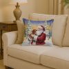 Dachshund with Santa Claus Throw Pillow Decorative Indoor Outdoor Accent Cushion for Couch, Bed or Patio, 14Hx14W