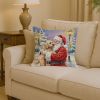 Cockapoo with Santa Claus Throw Pillow Decorative Indoor Outdoor Accent Cushion for Couch, Bed or Patio, 14Hx14W