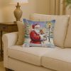 Cavalier Spaniel with Santa Claus Throw Pillow Decorative Indoor Outdoor Accent Cushion for Couch, Bed or Patio, 14Hx14W