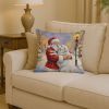 Great Pyrenees with Santa Claus Throw Pillow Decorative Indoor Outdoor Accent Cushion for Couch, Bed or Patio, 14Hx14W