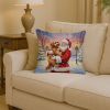 Labradoodle with Santa Claus Throw Pillow Decorative Indoor Outdoor Accent Cushion for Couch, Bed or Patio, 14Hx14W
