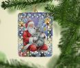 Weimaraner with Santa Claus Porcelain Ornament Christmas Tree Hanging Decorations for Home Christmas Holiday, Rectangle, Gift, Multicolor