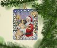 Bullmastiff with Santa Claus Porcelain Ornament Christmas Tree Hanging Decorations for Home Christmas Holiday, Rectangle, Gift, Multicolor