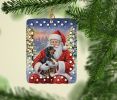 Black and Tan Dachshund with Santa Claus Porcelain Ornament Christmas Tree Hanging Decorations for Home Christmas Holiday, Rectangle, Gift, Multicolor