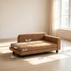Dog Bed for Large Breeds, Soft Velvet Dog Couch with Removable Cushion, Backrest, Armrest and Low Feet, Brown