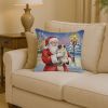Pug with Santa Claus Throw Pillow Decorative Indoor Outdoor Accent Cushion for Couch, Bed or Patio, 14Hx14W