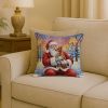 Red Miniature Pinscher with Santa Claus Throw Pillow Decorative Indoor Outdoor Accent Cushion for Couch, Bed or Patio, 18Hx18W