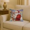Red Boston Terrier with Santa Claus Throw Pillow Decorative Indoor Outdoor Accent Cushion for Couch, Bed or Patio, 18Hx18W