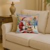 Shiba Inu with Santa Claus Throw Pillow Decorative Indoor Outdoor Accent Cushion for Couch, Bed or Patio, 14Hx14W