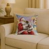 German Wirehaired Pointer with Santa Claus Throw Pillow Decorative Indoor Outdoor Accent Cushion for Couch, Bed or Patio, 18Hx18W