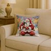 Japanese Chin with Santa Claus Throw Pillow Decorative Indoor Outdoor Accent Cushion for Couch, Bed or Patio, 18Hx18W