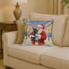 Scottish Terrier with Santa Claus Throw Pillow Decorative Indoor Outdoor Accent Cushion for Couch, Bed or Patio, 14Hx14W