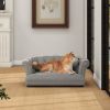 Kiki 36.5" Chesterfield Dog Sofa Bed, Medium, Uptown Gray Stain Resistant High Performance Polyester