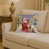 Vizsla with Santa Claus Throw Pillow Decorative Indoor Outdoor Accent Cushion for Couch, Bed or Patio, 14Hx14W