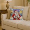 Shih Tzu with Santa Claus Throw Pillow Decorative Indoor Outdoor Accent Cushion for Couch, Bed or Patio, 14Hx14W