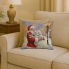 Great Pyrenees with Santa Claus Throw Pillow Decorative Indoor Outdoor Accent Cushion for Couch, Bed or Patio, 18Hx18W