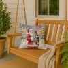 Keeshond with Santa Claus Throw Pillow Decorative Indoor Outdoor Accent Cushion for Couch, Bed or Patio, 18Hx18W