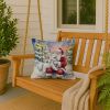 Samoyed with Santa Claus Throw Pillow Decorative Indoor Outdoor Accent Cushion for Couch, Bed or Patio, 18Hx18W