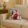 Manchester Terrier with Santa Claus Throw Pillow Decorative Indoor Outdoor Accent Cushion for Couch, Bed or Patio, 18Hx18W