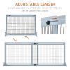 Grey blue wooden independent pet door, 41-72 inches, with supporting feet, suitable for safety barriers for small and medium-sized dogs and pets