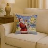 English Setter with Santa Claus Throw Pillow Decorative Indoor Outdoor Accent Cushion for Couch, Bed or Patio, 18Hx18W