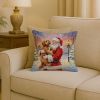 Labradoodle with Santa Claus Throw Pillow Decorative Indoor Outdoor Accent Cushion for Couch, Bed or Patio, 18Hx18W