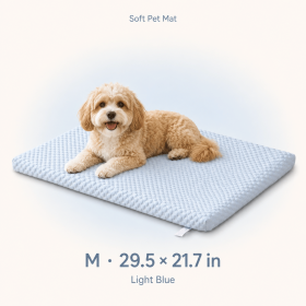 Dog Bed Mat with Removable Machine-Washable Cover, Cushioned Foam Pet Mattress, Non-Slip Crate Kennel Pad for Small Medium Dogs (Color: Blue, size: M)