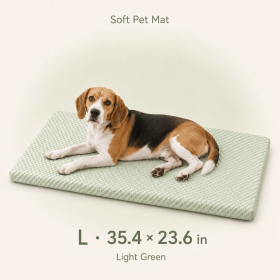 Dog Bed Mat with Removable Machine-Washable Cover, Cushioned Foam Pet Mattress, Non-Slip Crate Kennel Pad for Small Medium Dogs (Color: Green, size: L)