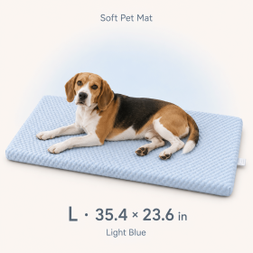 Dog Bed Mat with Removable Machine-Washable Cover, Cushioned Foam Pet Mattress, Non-Slip Crate Kennel Pad for Small Medium Dogs (Color: Blue, size: L)