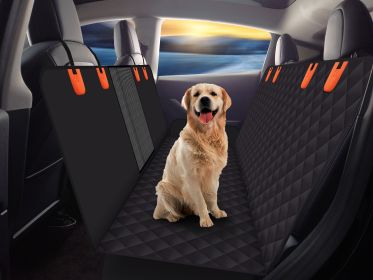 Dog Back Seat Cover Protector for Cars SUV and Trucks with Mesh Window, Scratchproof Nonslip and Waterproof Material (Color: Black Orange)