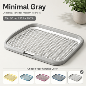 Dog Potty Tray with Removable Grating, Leak-Proof Indoor Dog Toilet for Potty Training, Senior Dogs, Washable Pee Pad Holder for Apartments & Dogs (Color: Grey)