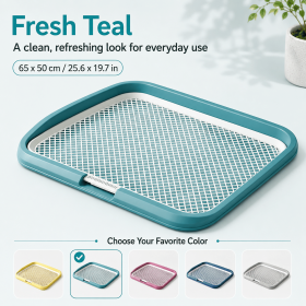 Dog Potty Tray with Removable Grating, Leak-Proof Indoor Dog Toilet for Potty Training, Senior Dogs, Washable Pee Pad Holder for Apartments & Dogs (Color: Blue)