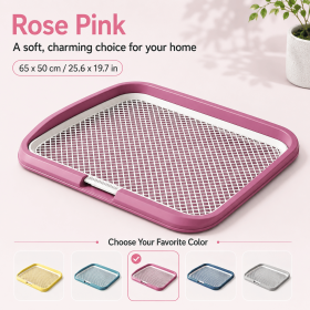 Dog Potty Tray with Removable Grating, Leak-Proof Indoor Dog Toilet for Potty Training, Senior Dogs, Washable Pee Pad Holder for Apartments & Dogs (Color: Pink)
