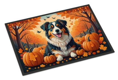 Fall Doormat Front Door Mat Indoor Outdoor Rugs for Entryway, Non Slip Washable Low Pile, 24H X 36W (Breed: Australian Shepherd Terrier)
