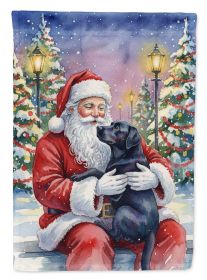 Santa Claus House Flag Large Porch Sleeve Pole Decorative Outside Yard Banner Artwork Wall Hanging, Polyester (Breed: Black Labrador Retriever)