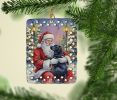 Santa Claus Porcelain Ornament Christmas Tree Hanging Decorations for Home Christmas Holiday, Rectangle, Gift