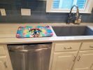 French Bulldog Hippie Dawg Dish Drying Mat Absorbent Dish Drying Mat Pad for Kitchen Counter Dish Drainer Mat for Countertop, 14 x 21", Multicolor