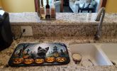 Spooky Halloween Dish Drying Mat Absorbent Dish Drying Mat Pad for Kitchen Counter Dish Drainer Mat for Countertop, 14 x 21", Multicolor