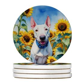 Silky Terrier Spring Path Large Sandstone Coasters Pack Of 4 Absorbent Round Coasters Decor Gift - 4 In, Multicolor (Option: Style1)