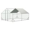 Outdoor Large Metal Kennel with 1 piece of Waterproof Cover, Garden Backyard Walk-in Pet Hutch for Backyard/Farm Use