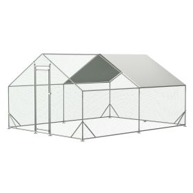 Outdoor Large Metal Kennel with 1 piece of Waterproof Cover, Garden Backyard Walk-in Pet Hutch for Backyard/Farm Use (size: 10x13ft)